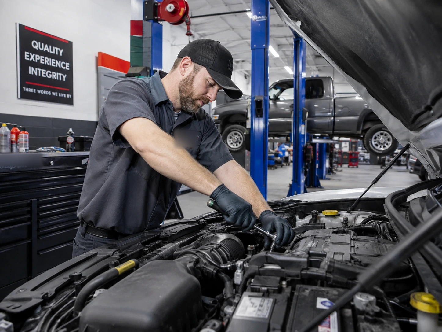 Mechanic repairing a vehicle